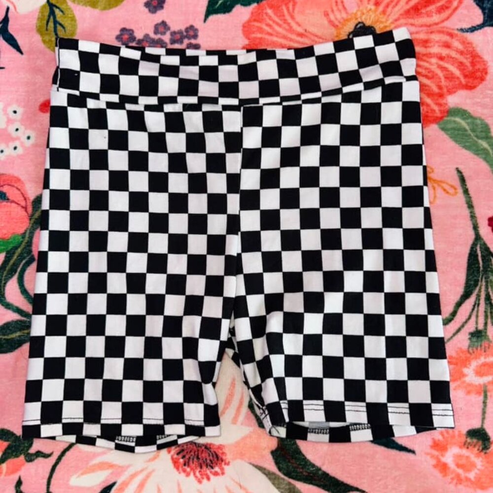 checkered biker shorts